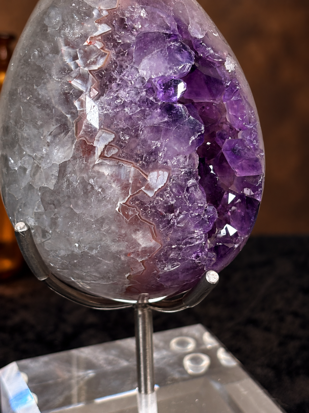 Brazilian Purple Amethyst & Agate Druzy Egg
