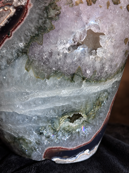 Brazilian Amethyst & Sugar Calcite Druzy Freeform