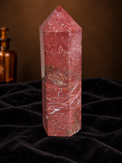 Deep Red Ocean Jasper Tower with Druzy Pocket