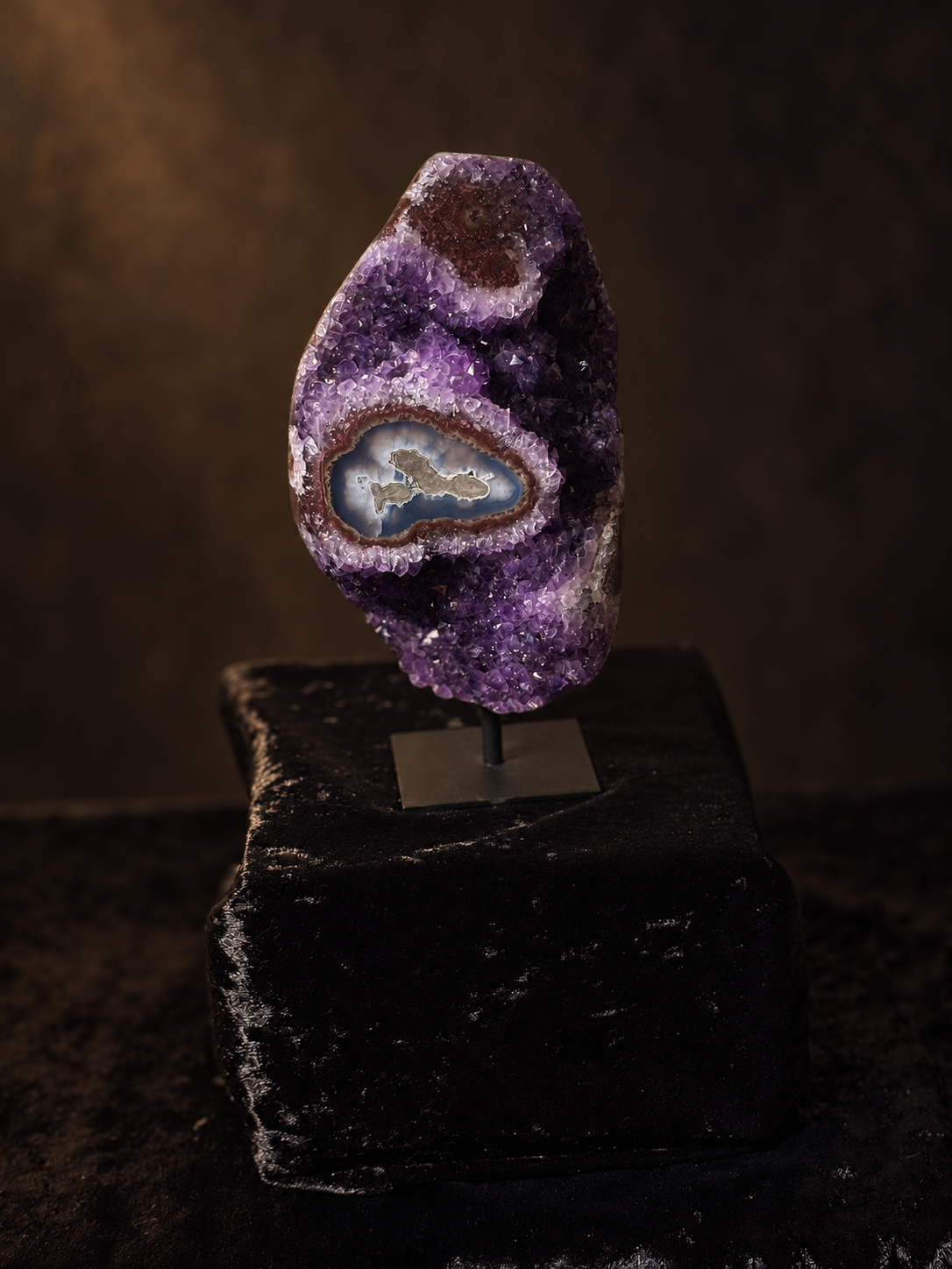 Brazilian Amethyst Flower with Natural Agate Eye