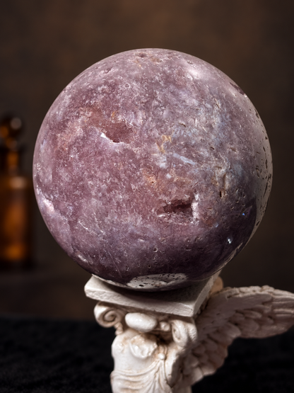 Lepidolite Druzy Sphere with Natural Crystal Pocket