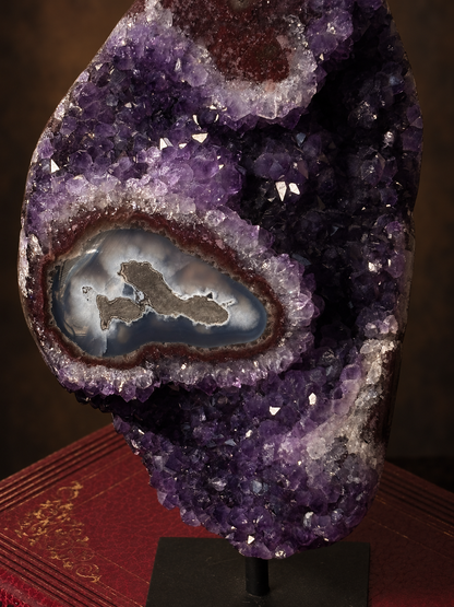 Brazilian Amethyst Flower with Natural Agate Eye