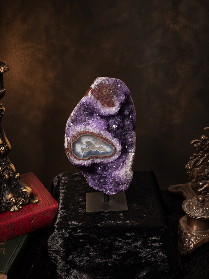 Brazilian Amethyst Flower with Natural Agate Eye