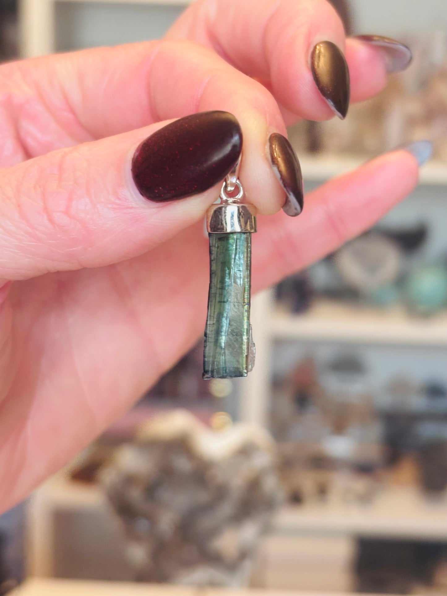 💚 Vivianite Pendant in Solid 925 Sterling Silver 💚