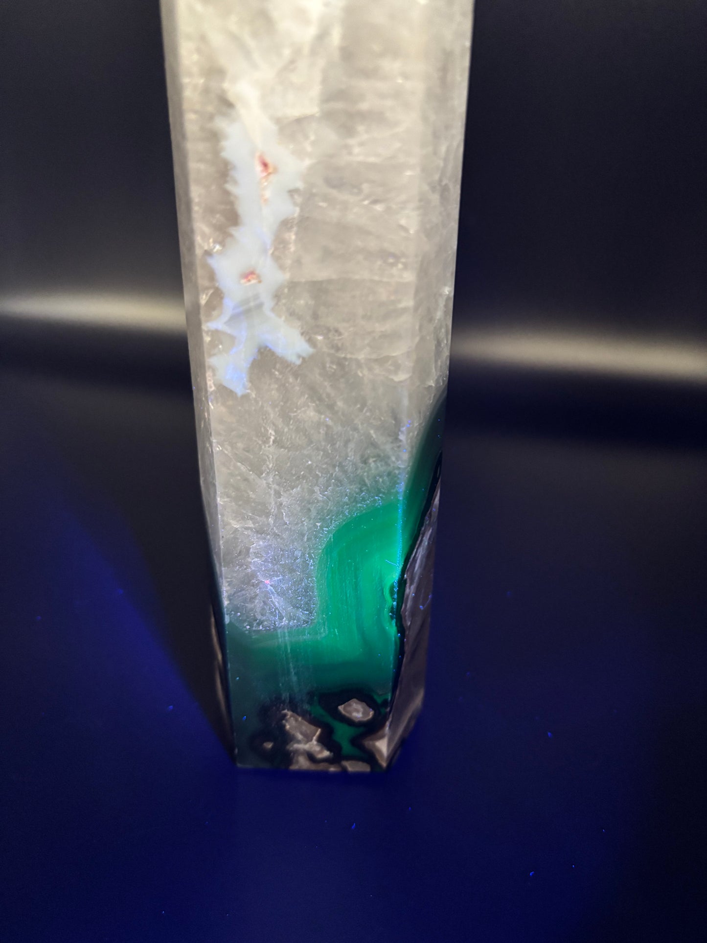 Volcano Agate Statement Tower – UV Reactive with Natural Plume Formations